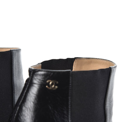 Chanel Crinkled Calfskin Cap Toe CC Short Ankle Boots 39 Black 11 of 12