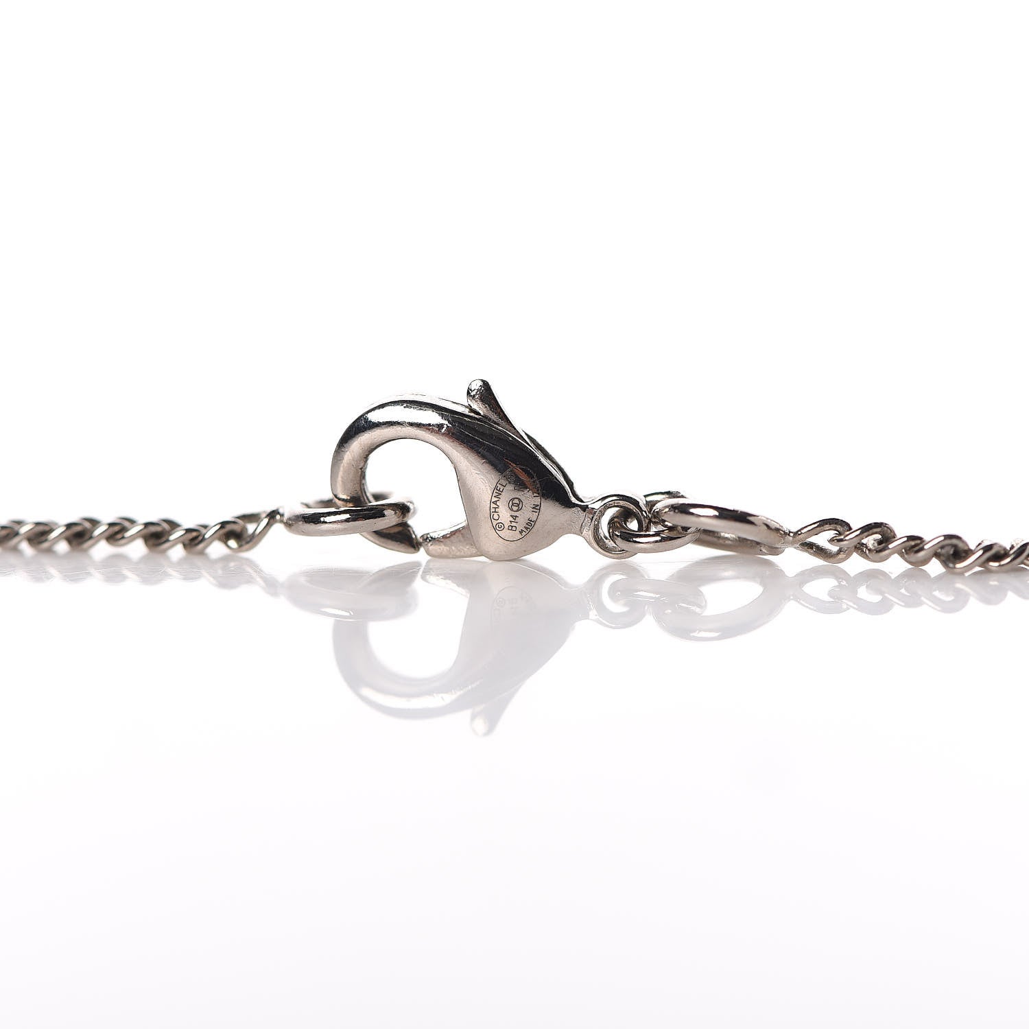 Chanel Baguette Crystal Pearl CC Lariat Necklace Silver 4 of 4