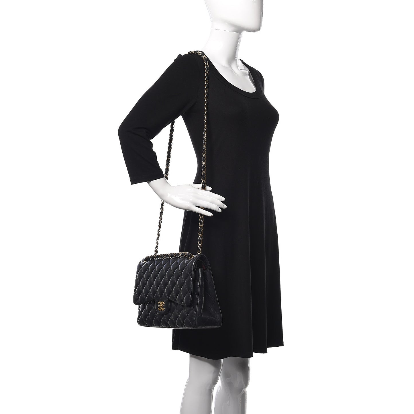 Lambskin Quilted Jumbo Double Flap Black