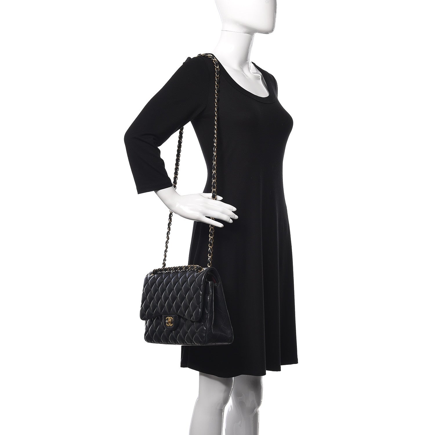 Chanel Lambskin Quilted Jumbo Double Flap Black 2 of 18