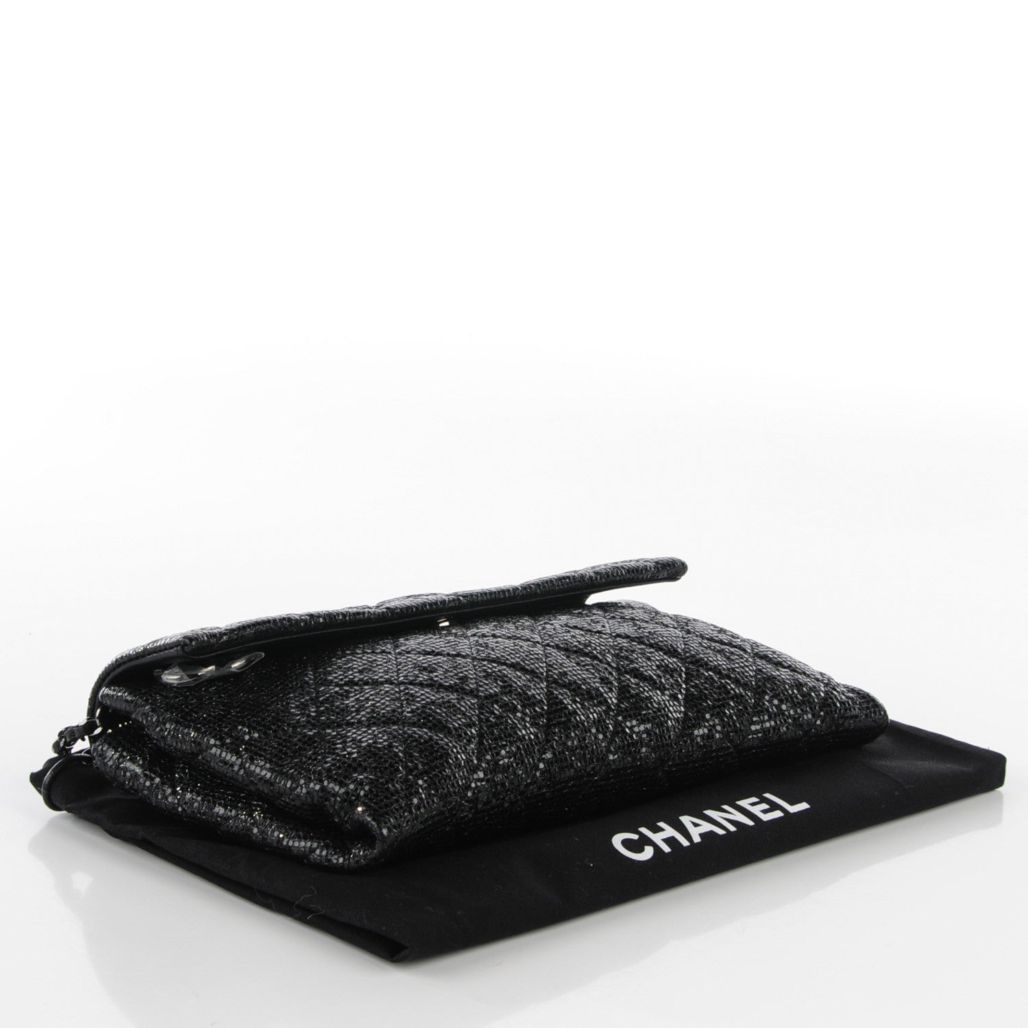 Chanel Vinyl Quilted Clutch with Chain Black 4 of 8