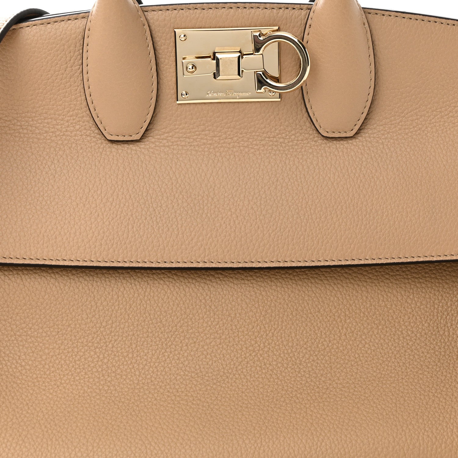 Salvatore Ferragamo Calfskin Small Studio Bag Cashew 7 of 9