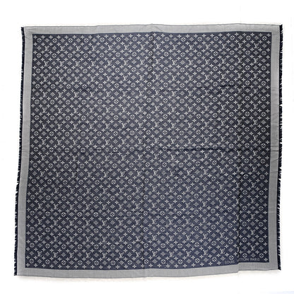 Louis Vuitton Silk Wool Monogram Denim Shawl Blue 1 of 5