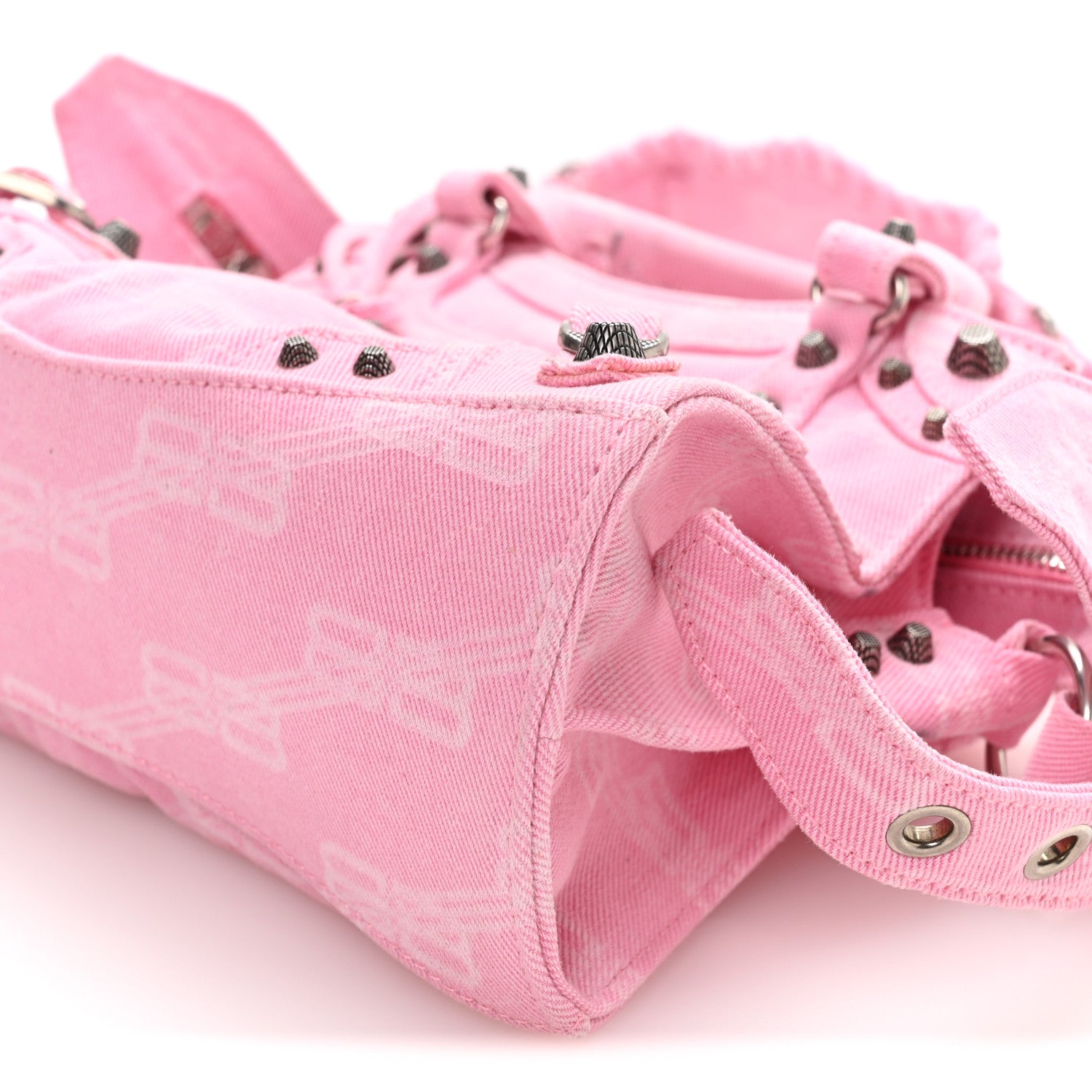 Balenciaga Denim BB Monogram Neo Cagole Handbag XS Pink 11 of 11