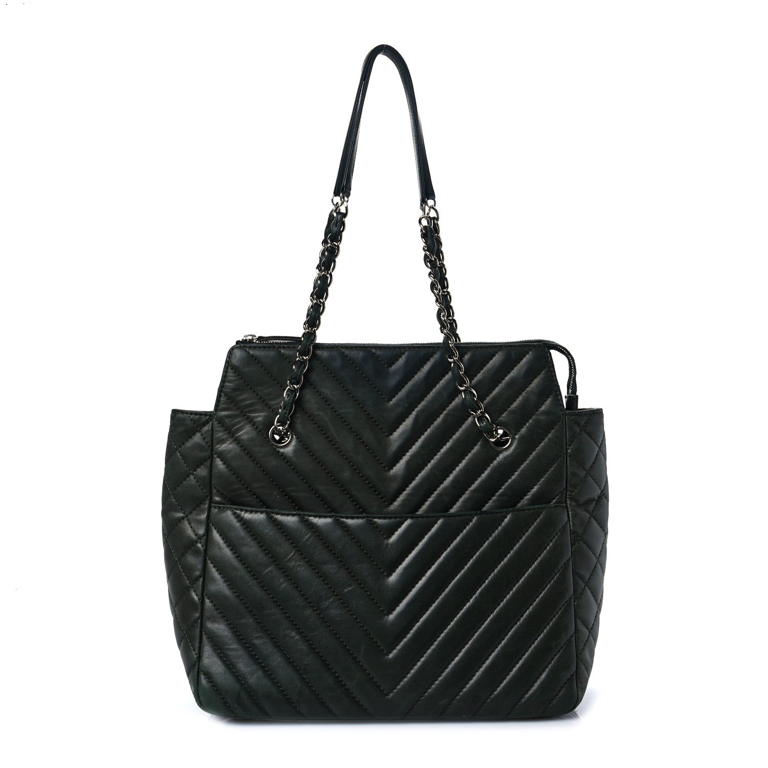 Chanel Iridescent Calfskin Chevron Quilted Surpique Tote Black 1 of 11