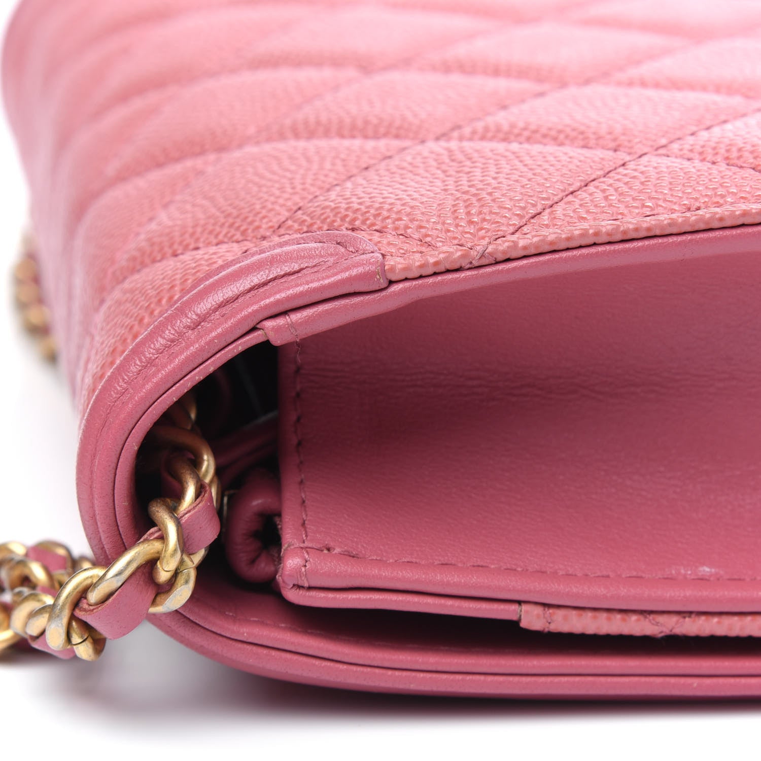 Chanel Caviar Quilted CC Filigree Wallet On Chain WOC Pink 15 of 18