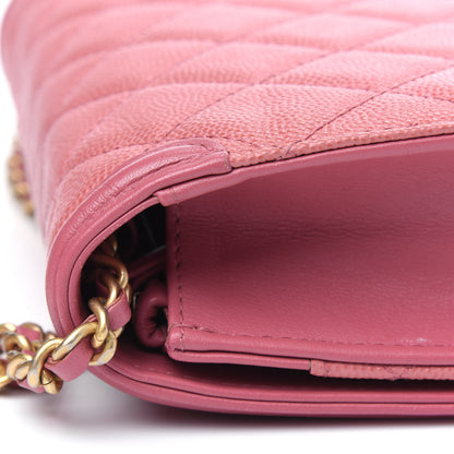 Chanel Caviar Quilted CC Filigree Wallet On Chain WOC Pink 15 of 18