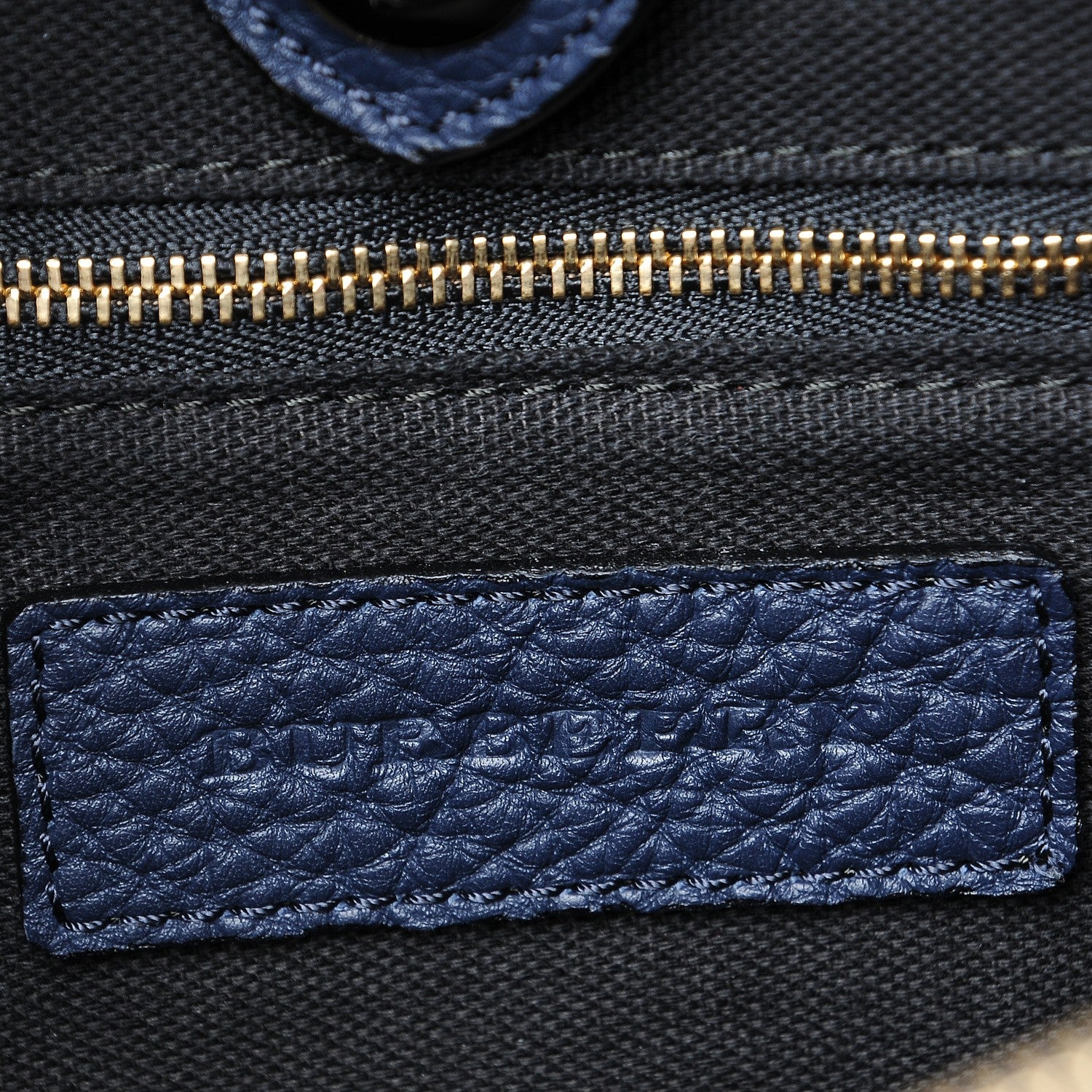 Burberry Grainy Calfskin House Check Medium Banner Tote Midnight Blue 7 of 9