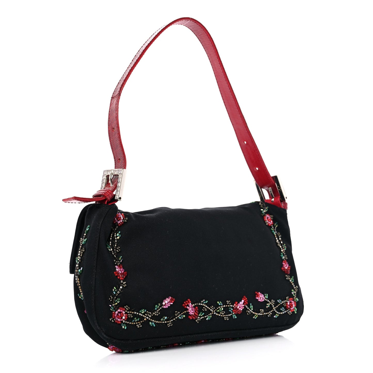 Satin Lizard Beaded Baguette Black