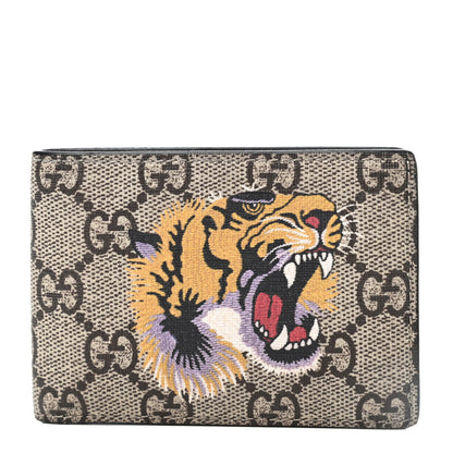 Gucci GG Supreme Monogram Tiger Bi-Fold Wallet Beige 1 of 4