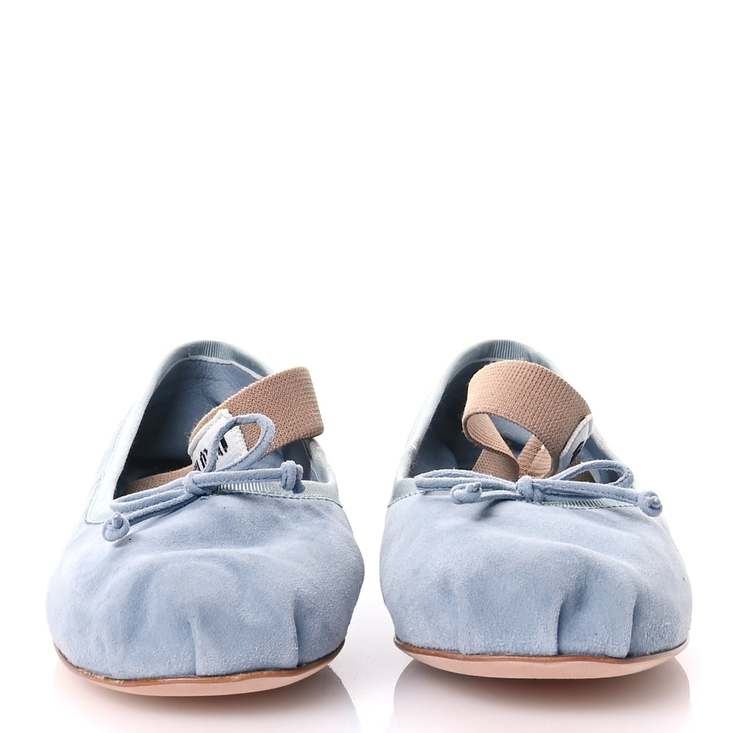Velluto Froisse Ballerina Flats 37.5 Blue