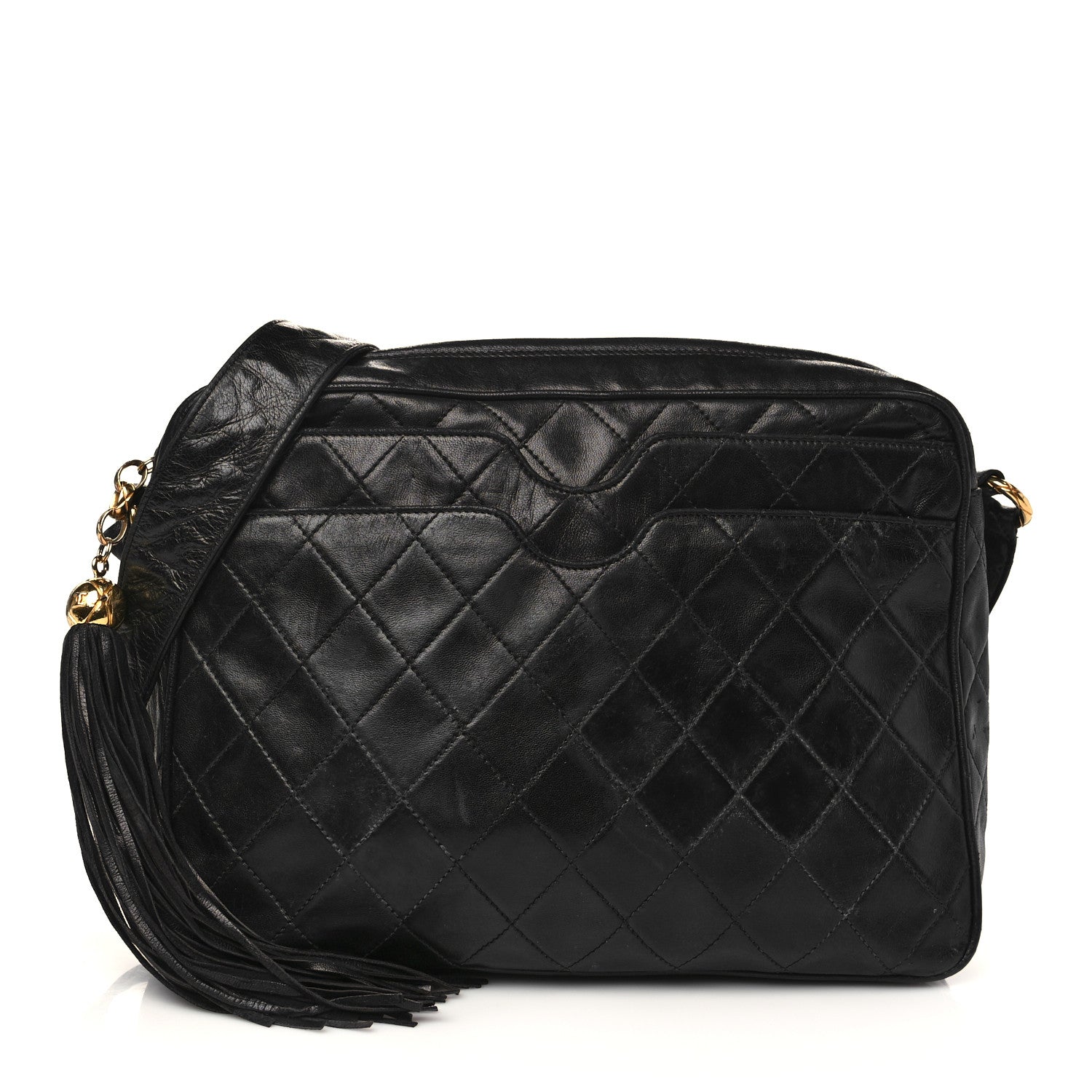 Chanel Lambskin Quilted Tassel Camera Case Black 1 of 12