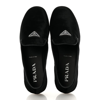 Prada Velvet Mens Slip On Loafers 8 Black 2 of 10