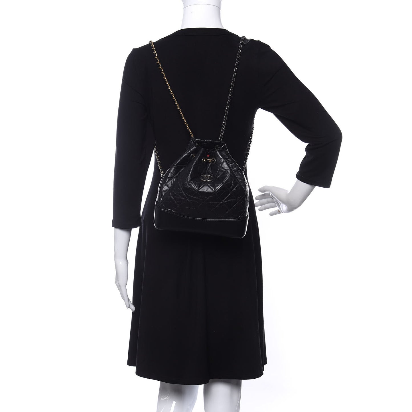 Aged Calfskin Quilted Small Gabrielle Backpack Black