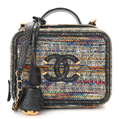 Chanel Tweed Snakeskin Quilted Medium CC Filigree Vanity Case Multicolor 1 of 10