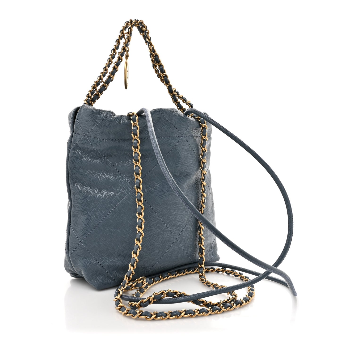 Shiny Caviar Quilted Monochrome Mini Chanel 22 Blue