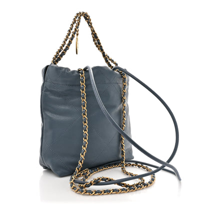 Chanel Shiny Caviar Quilted Monochrome Mini Chanel 22 Blue 3 of 10