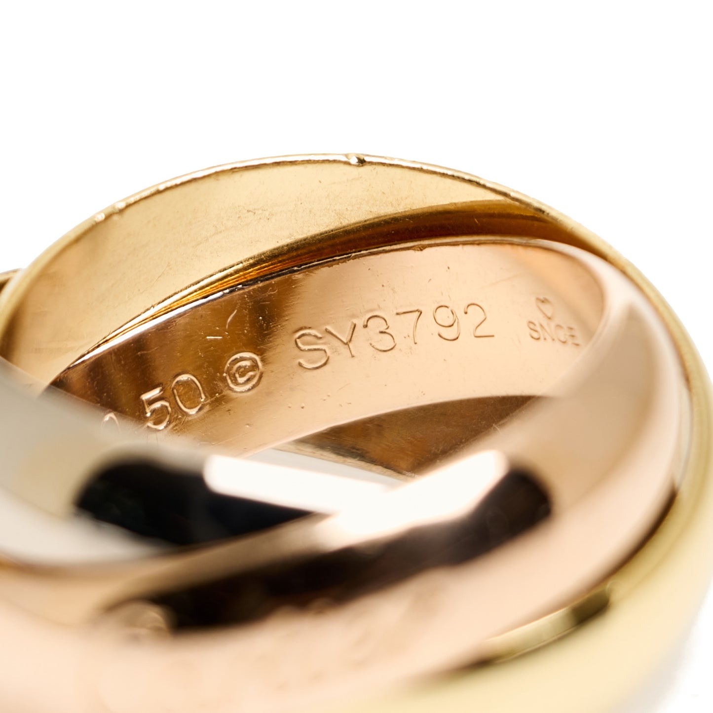 18K Pink Yellow White Gold Large Trinity Ring 50 5.5