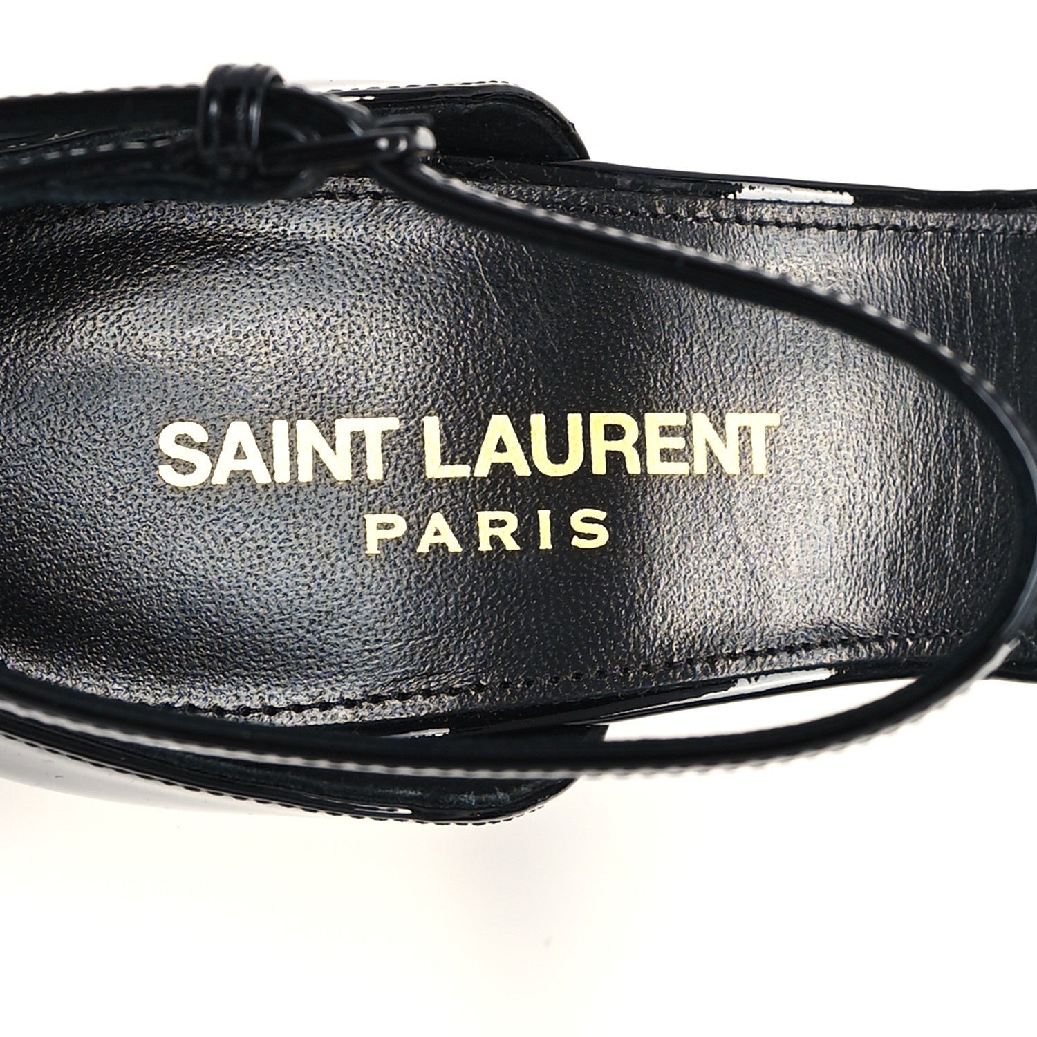 Saint Laurent Patent Calfskin Opyum 110 Sandals 38 Black Gold 8 of 10