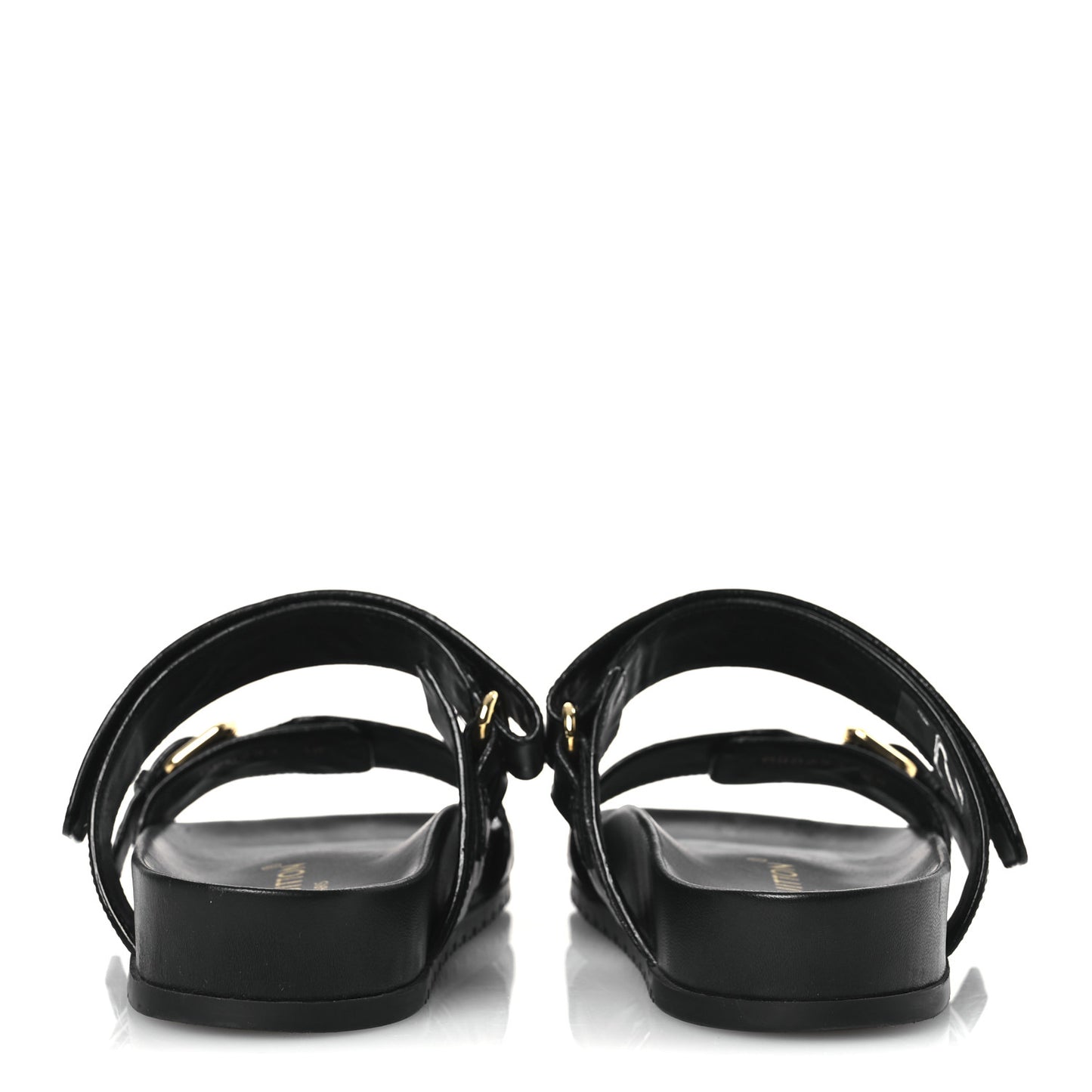 Lambskin Embossed Monogram Bom Dia Flat Mule Sandals 38 Black