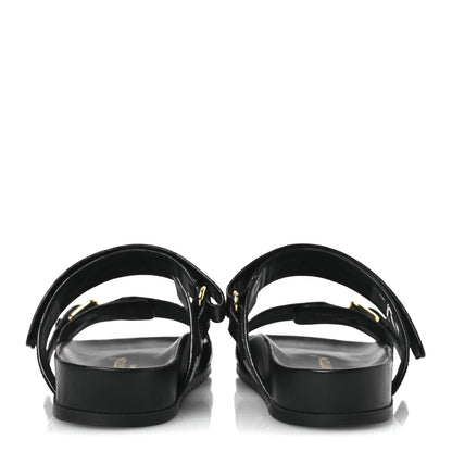 Louis Vuitton Lambskin Embossed Monogram Bom Dia Flat Mule Sandals 38 Black 7 of 13