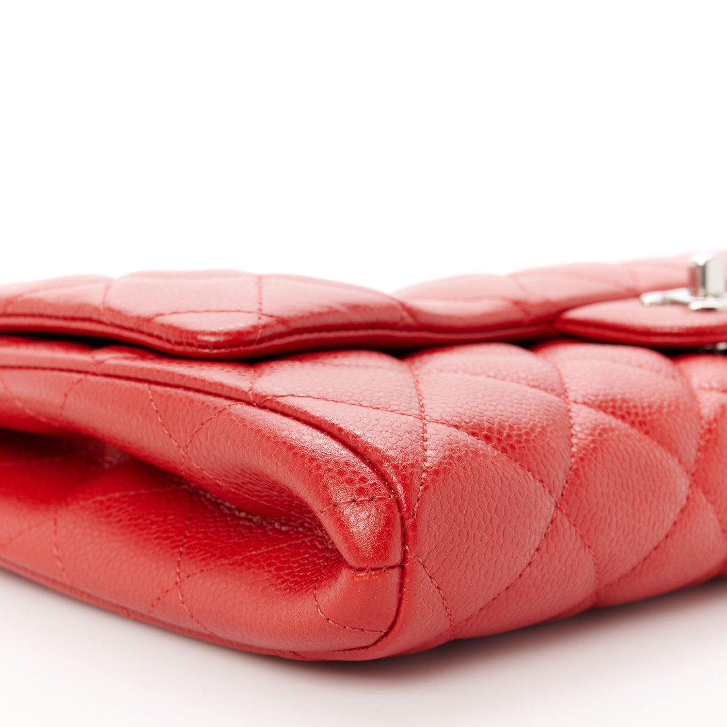 Chanel Caviar Quilted Clutch With Chain Flap Red 10 of 11