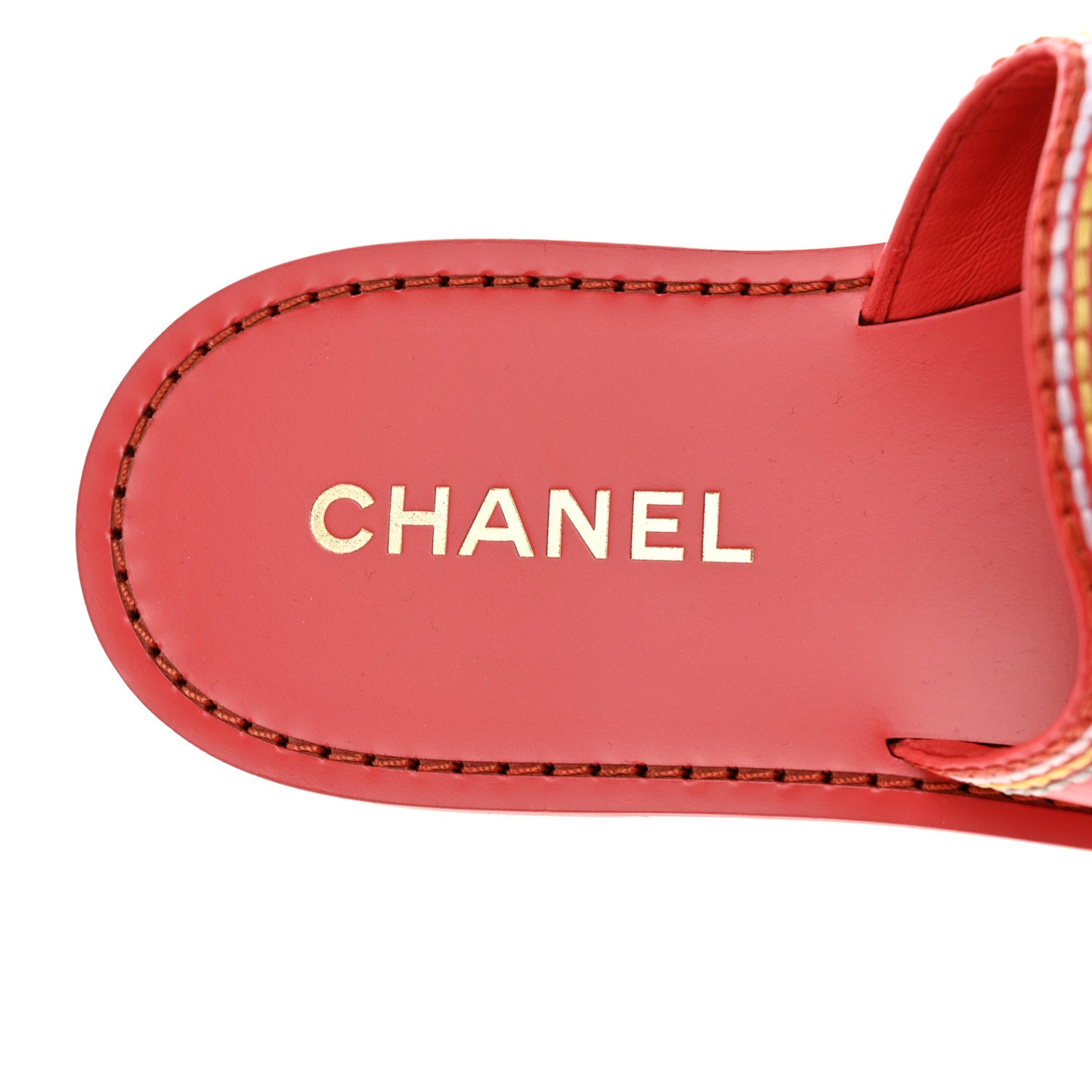 Calfskin Embroidered CC Sandal Mule 37.5 Red