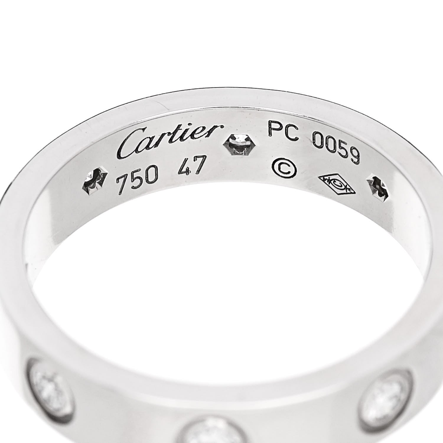 Cartier 18K White Gold 8 Diamond 4mm Wedding Band LOVE Ring 47 4 4 of 4