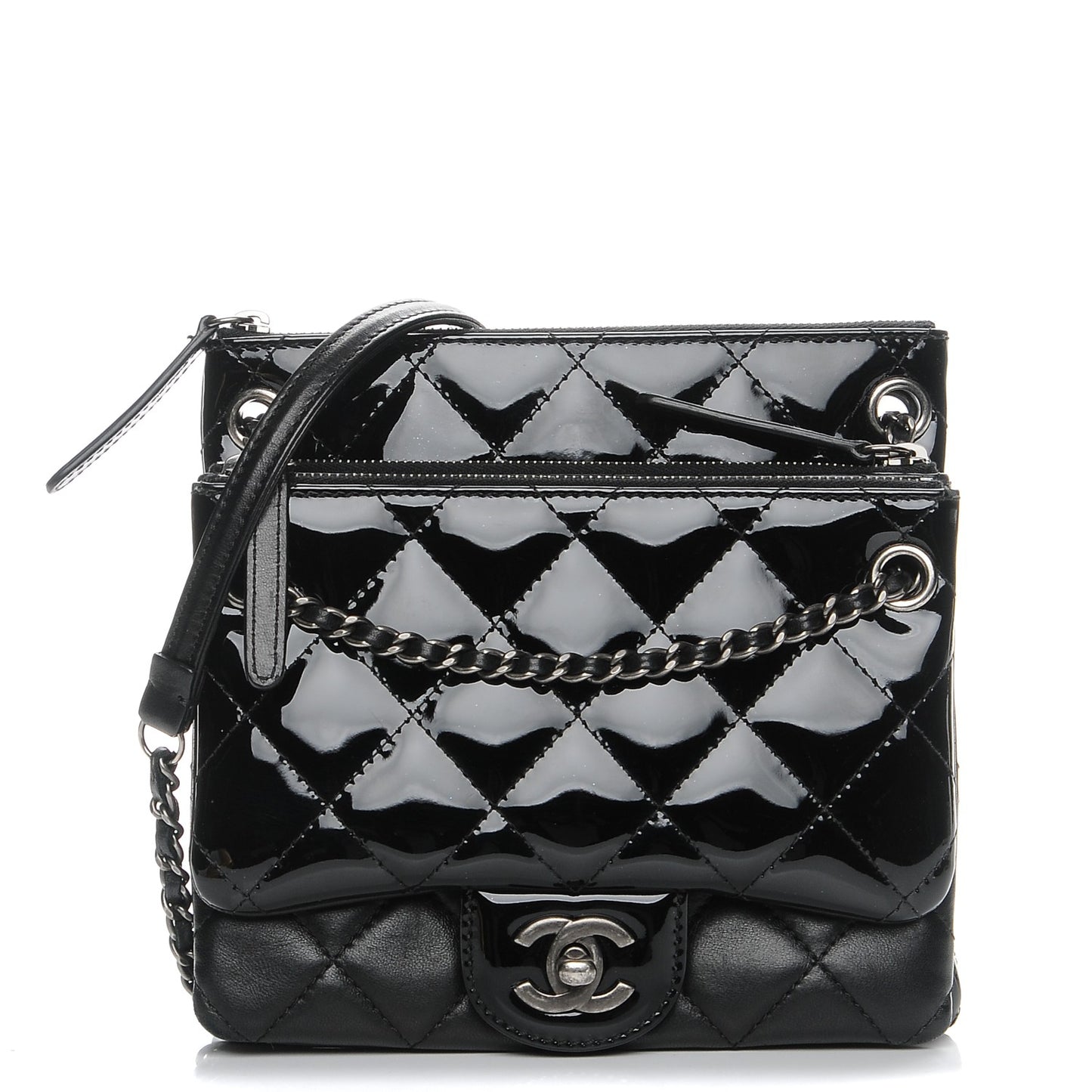 Patent Quilted Crossbody Black