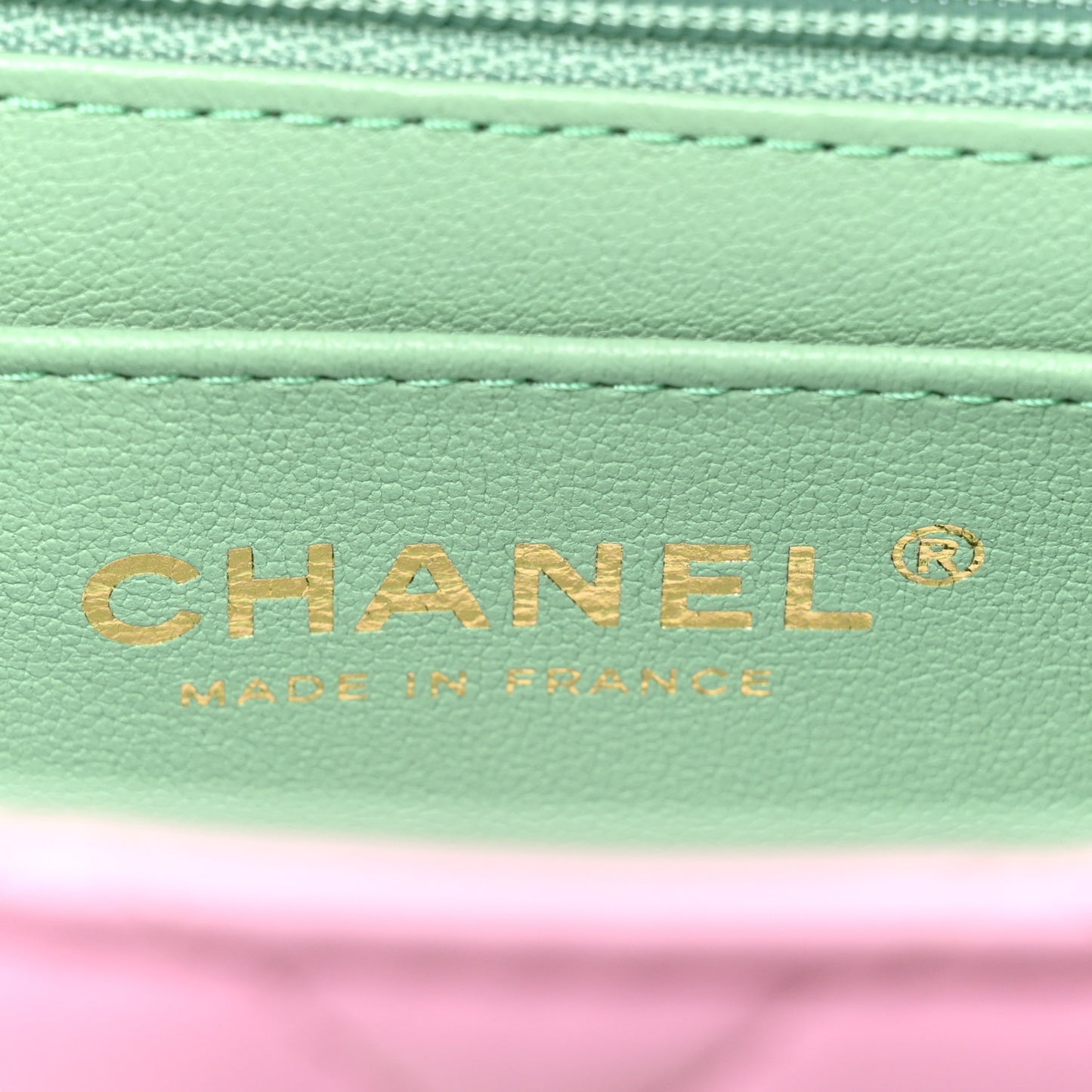 Lambskin Quilted Mini Top Handle Rectangular Flap Lilac Light Green