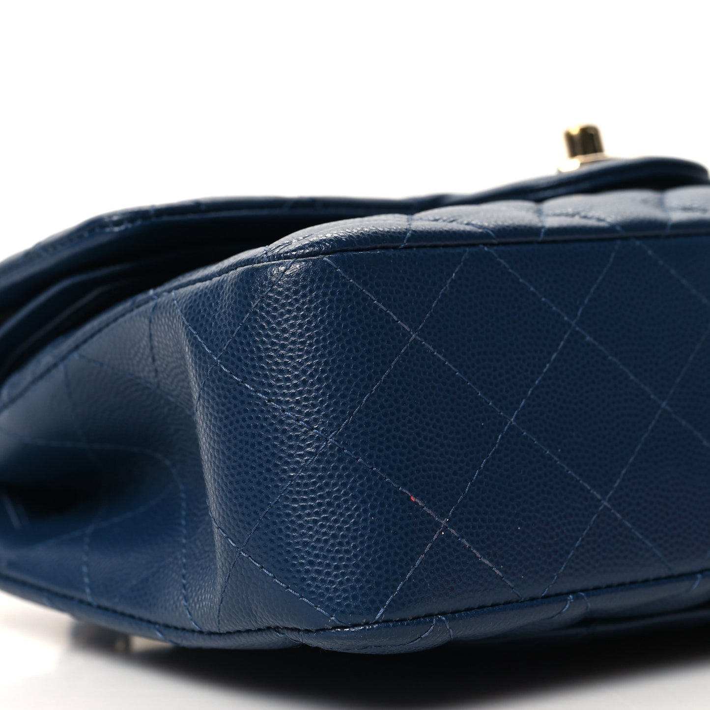 Caviar Quilted Small Double Flap Blue
