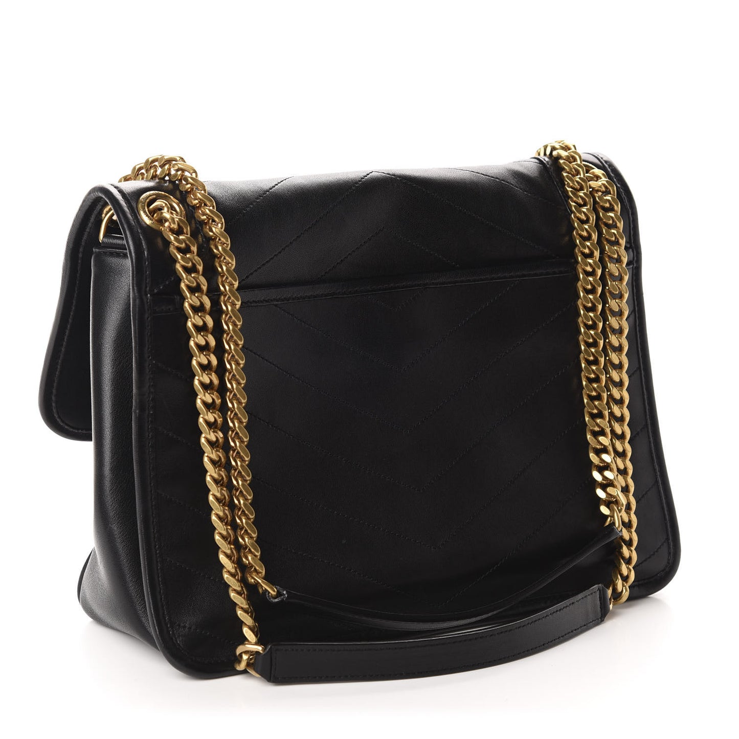 Lambskin Matelasse Monogram Medium Niki Chain Satchel Black