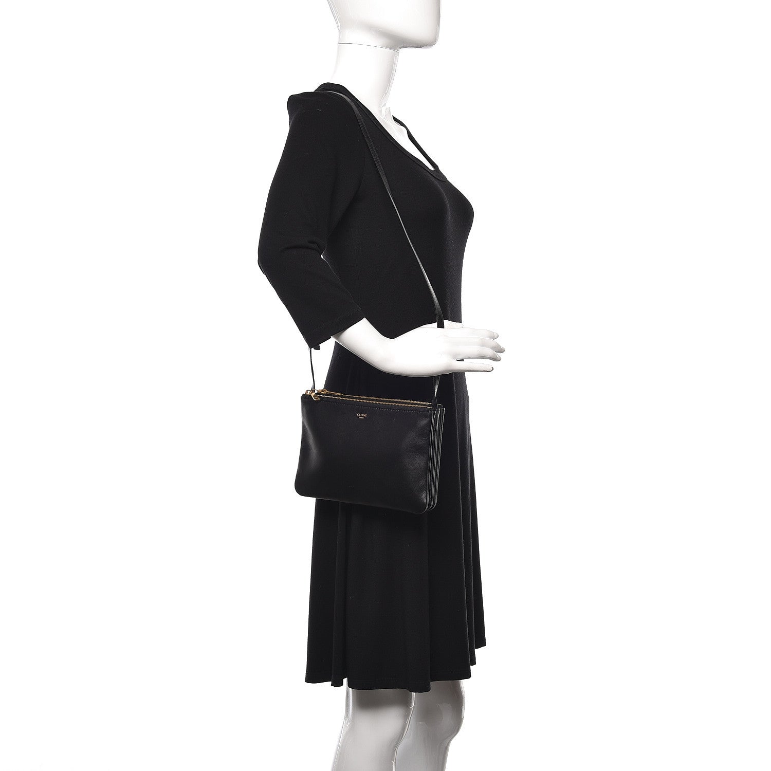 Celine Lambskin Small Trio Crossbody Bag Black 2 of 10