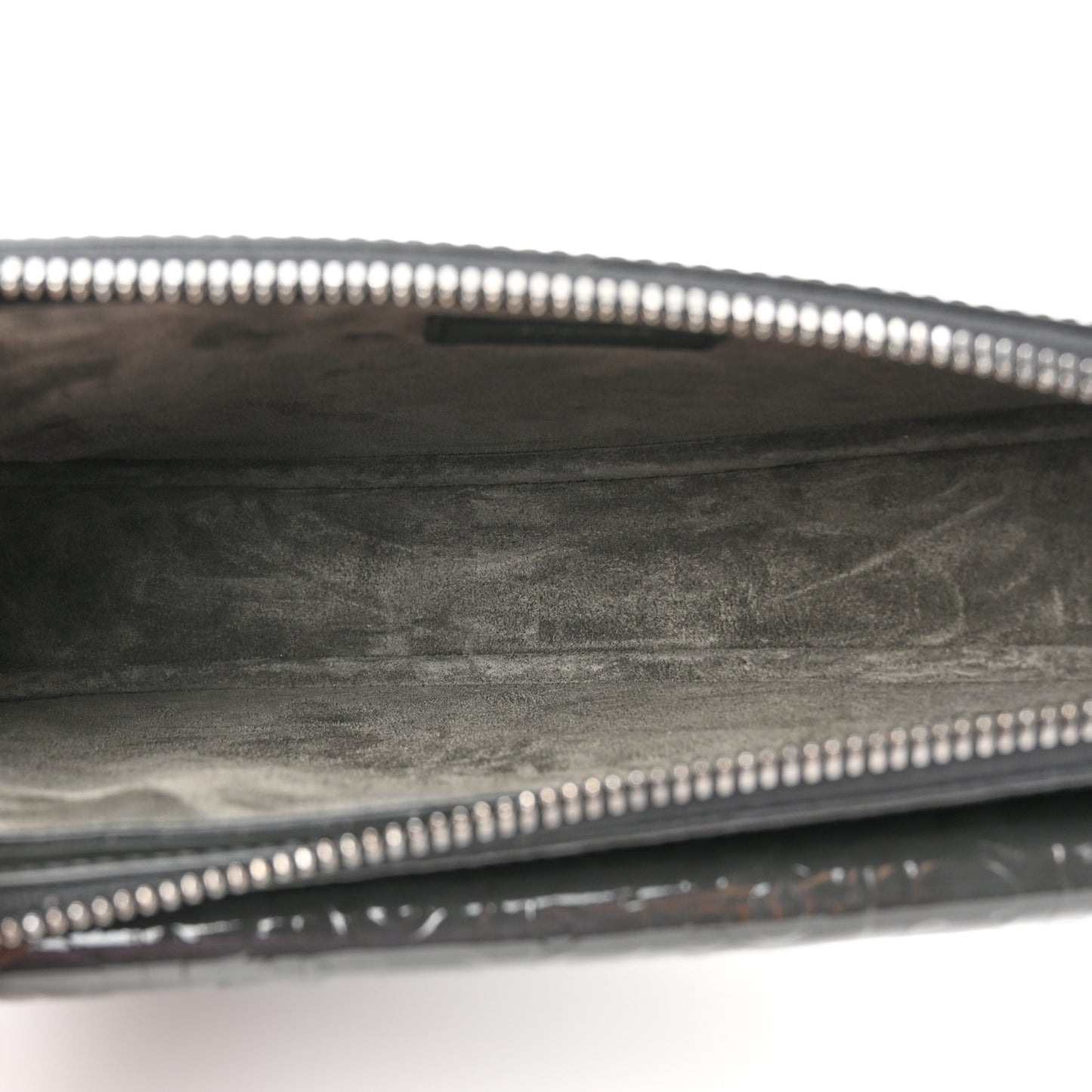 Patent Oblique Embossed Saddle Boxy Bag Black