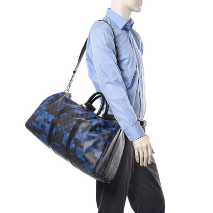 Louis Vuitton Damier Graphite Pixel Keepall Bandouliere 50 Blue 2 of 10