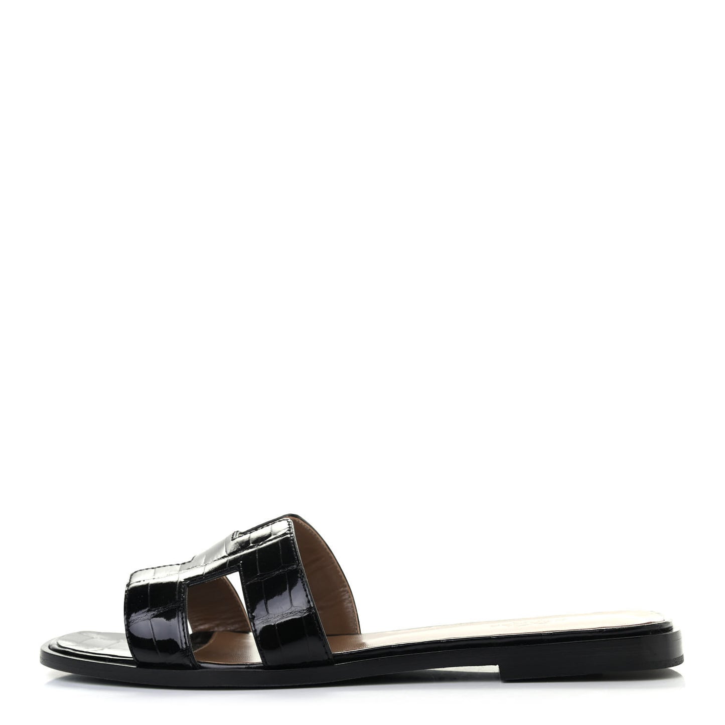 Shiny Alligator Oran Sandals 39.5 Black