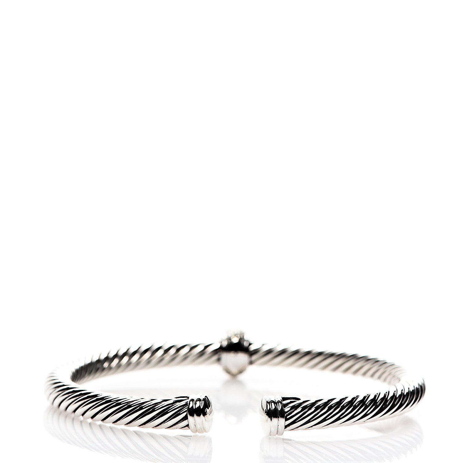 David Yurman Sterling Silver Diamond 5mm Cable Classics Single Station Bracelet 2 of 4
