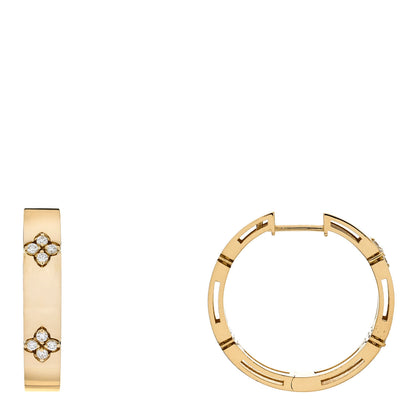 Roberto Coin 18K Yellow Gold Diamond Love in Verona Large Flower Hoop Earrings 1 of 4