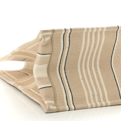 Christian Dior Canvas Embroidered Large Stripes Book Tote Beige 10 of 13