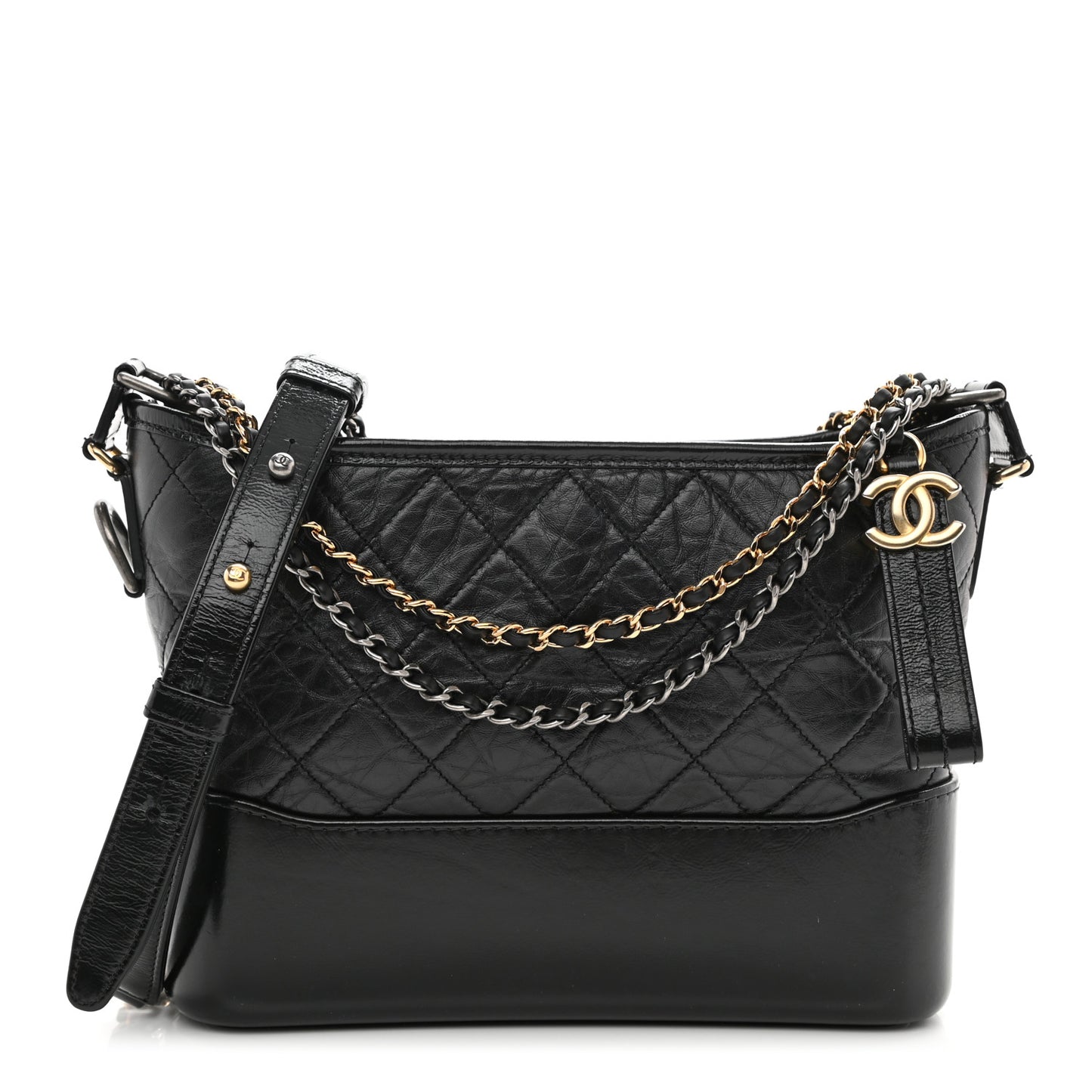 Aged Calfskin Quilted New Medium Gabrielle Hobo Black