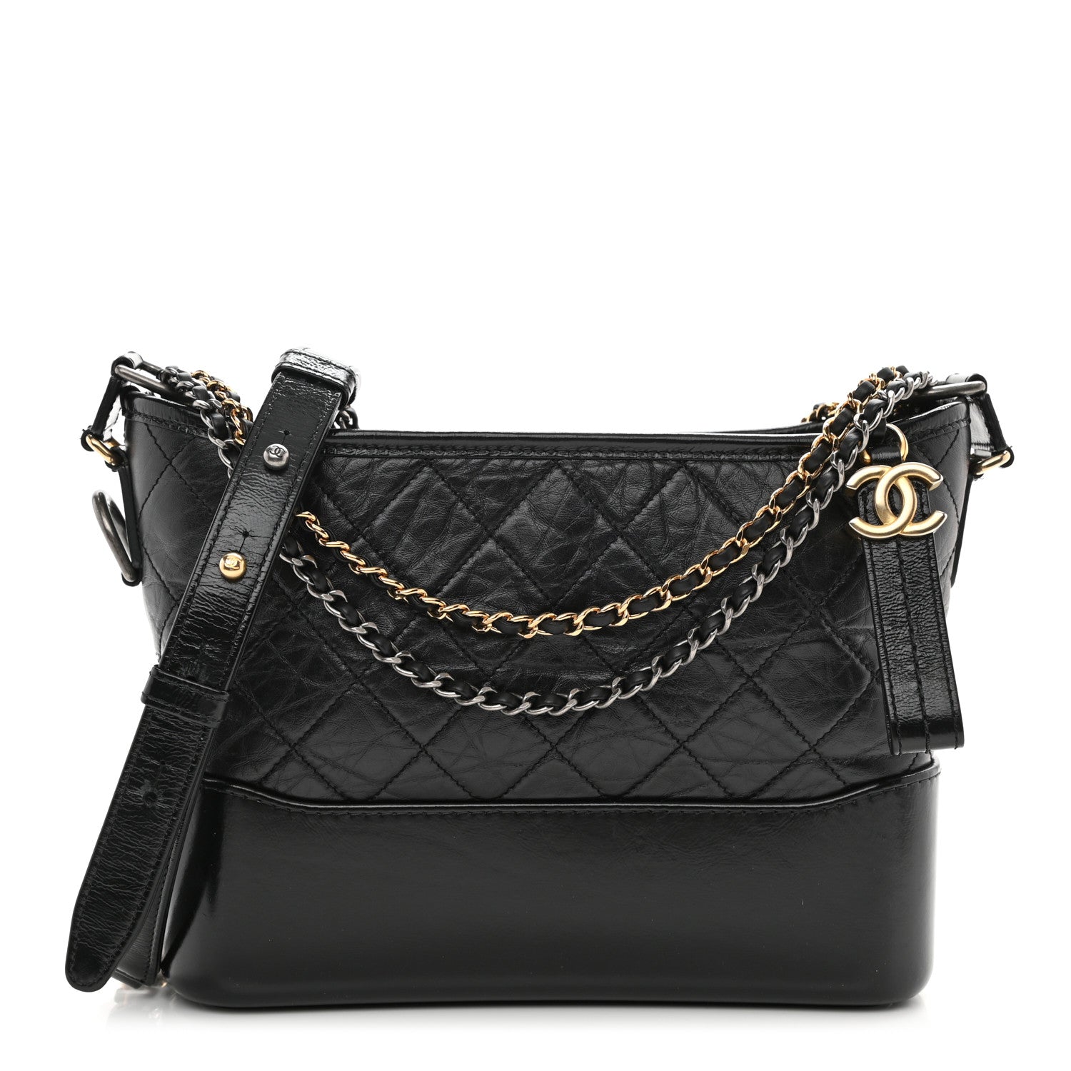 Chanel Aged Calfskin Quilted New Medium Gabrielle Hobo Black 1 of 7