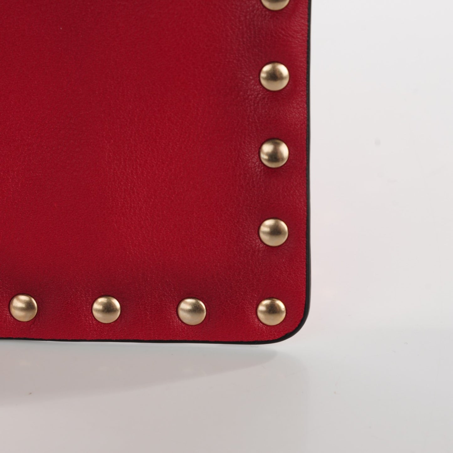 Vitello Italian Pop Small Rockstud Zip Pouch Deep Rose Scarlet
