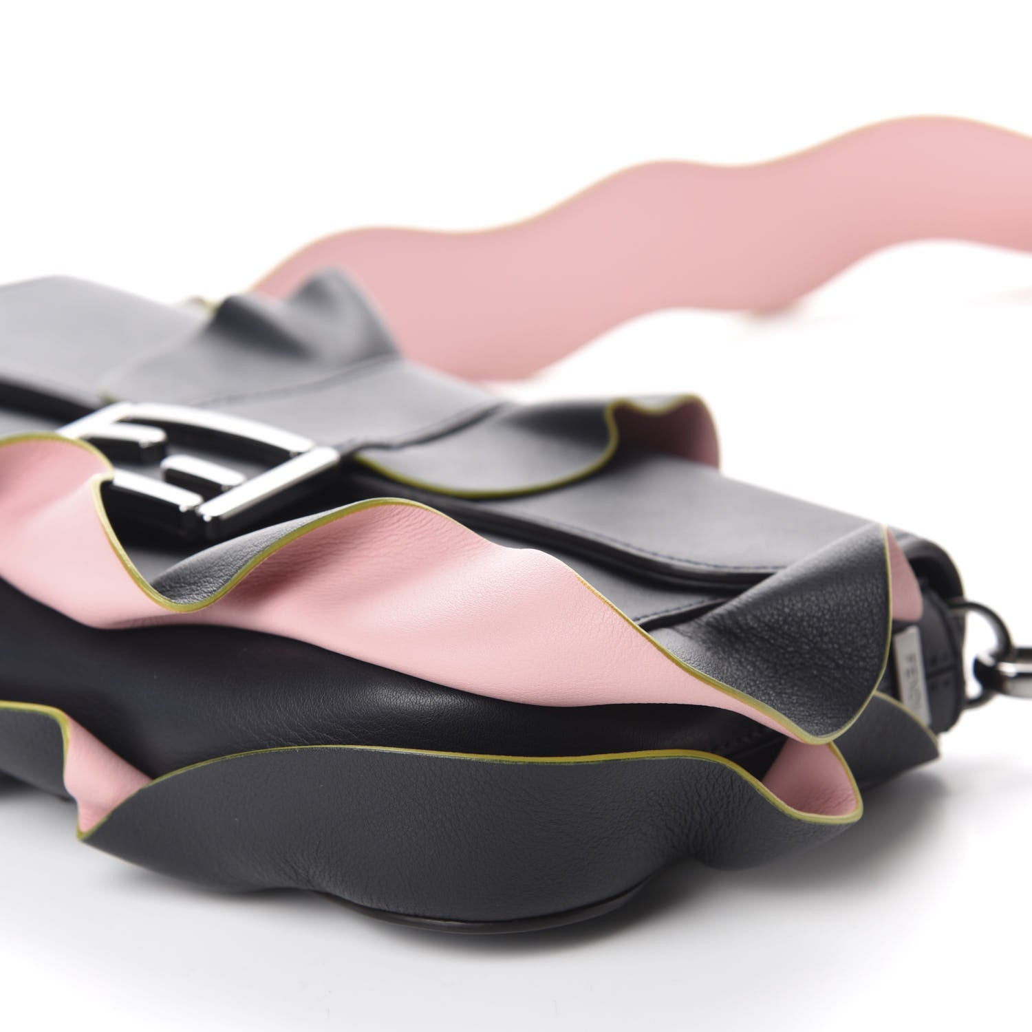 Fendi Calfskin Waves Baguette Blue Notte Pink 7 of 11