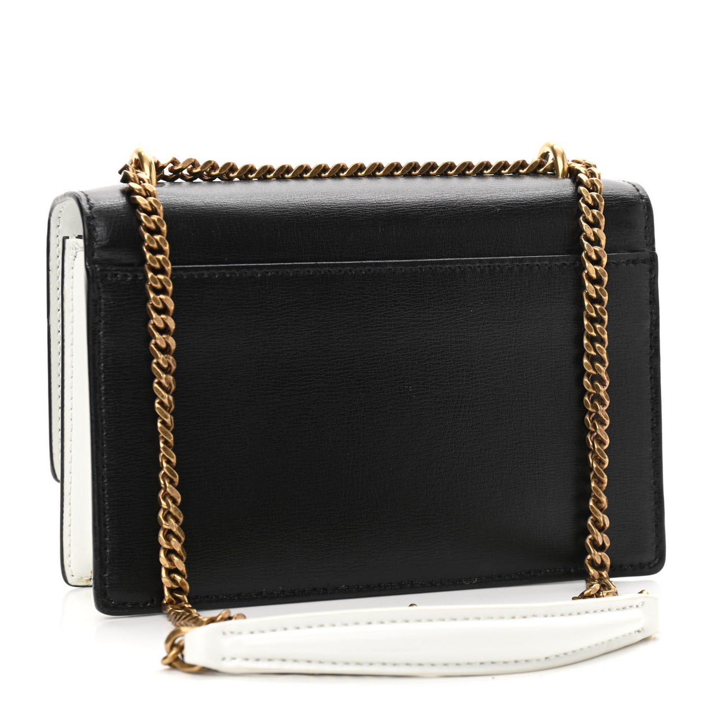 New Aspen Calfskin Bi-Color Monogram Sunset Chain Wallet Black Dirty White