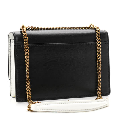 Saint Laurent New Aspen Calfskin Bi-Color Monogram Sunset Chain Wallet Black Dirty White 3 of 11