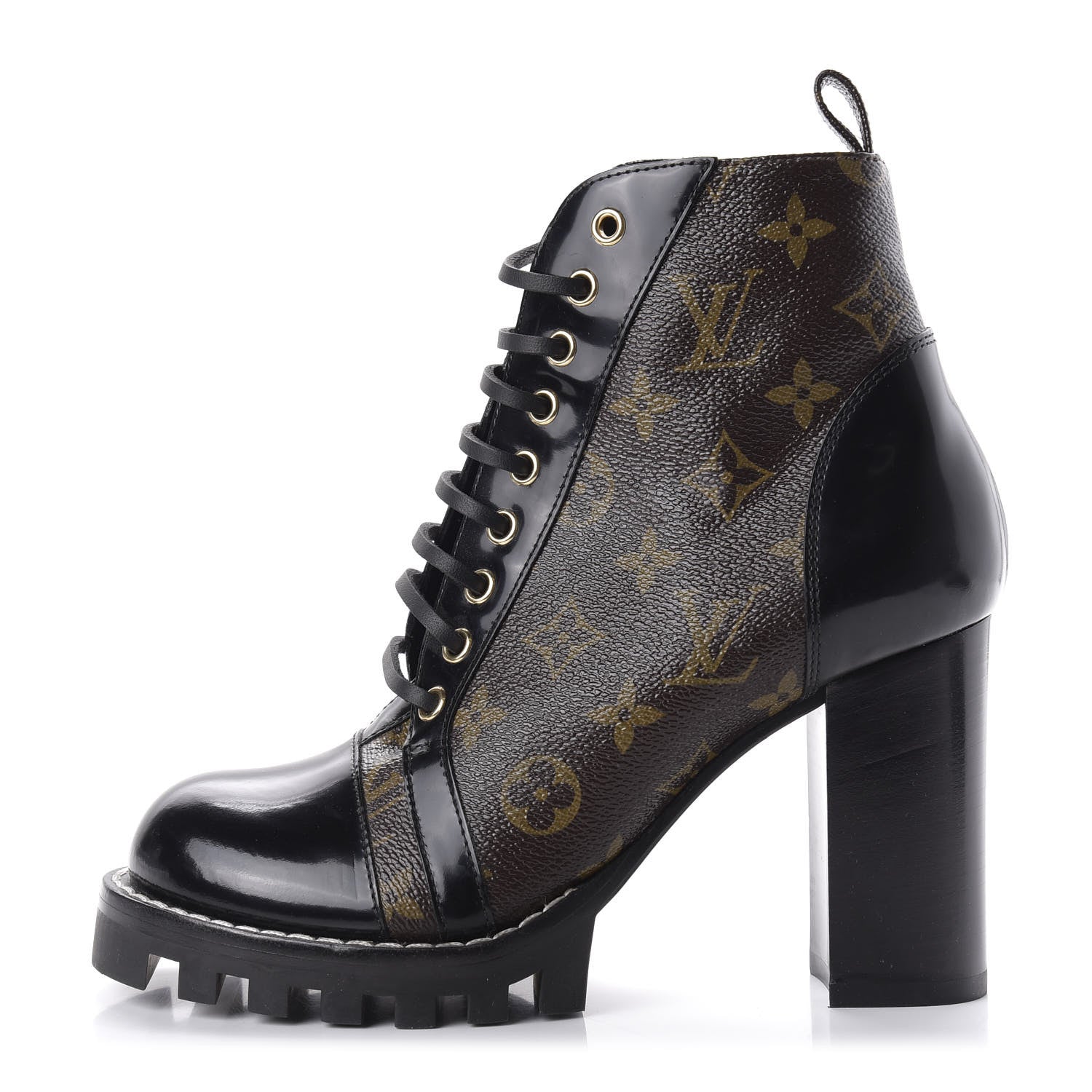 Louis Vuitton Patent Calfskin Monogram Star Trail Ankle Boots 38 Black 1 of 8