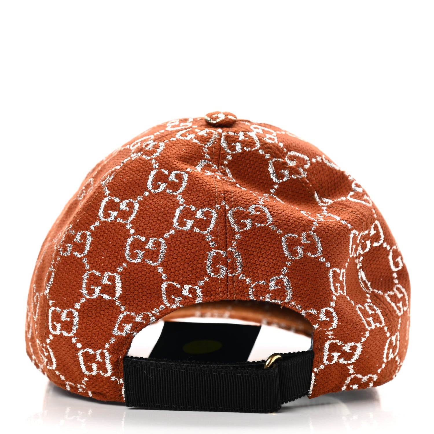 Gucci Canvas Lame GG Monogram Rush Baseball Hat M Burnt Orange Silver 6 of 9