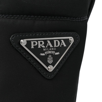 Prada Spazzolato Rois Re-Nylon Metal Triangle Logo Mens 40mm Combat Boots 6 Black 7 of 9