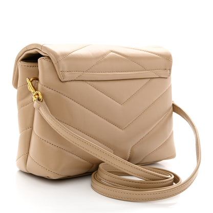 Saint Laurent Calfskin Y Quilted Monogram Toy Loulou Crossbody Bag Dark Beige 3 of 10