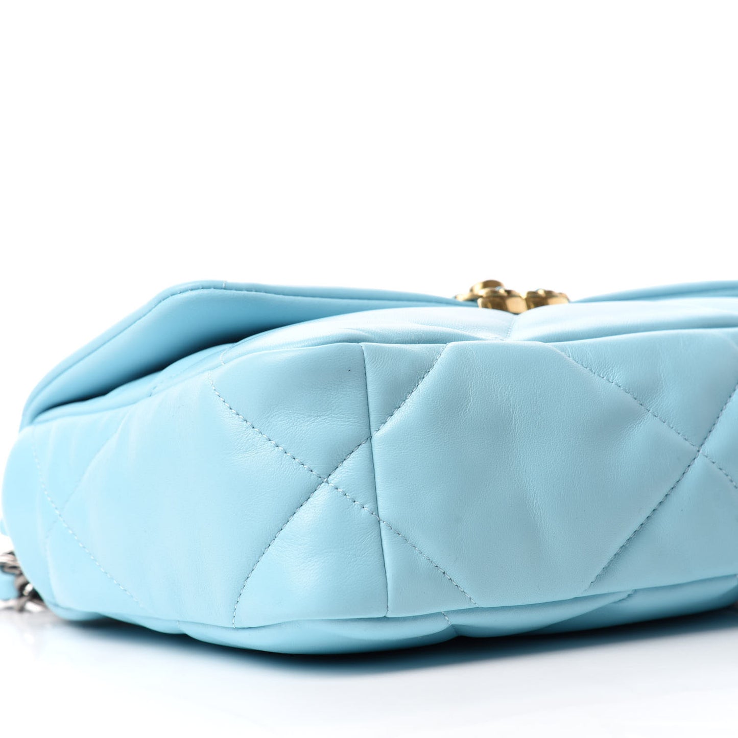 Shiny Lambskin Quilted Medium Chanel 19 Flap Light Blue